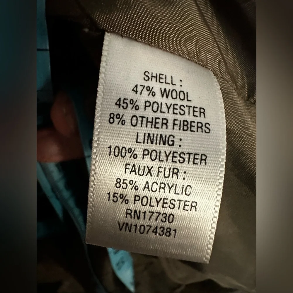 Military Style Olive Green Wool Blend Belted Coat - Picture 5 of 5